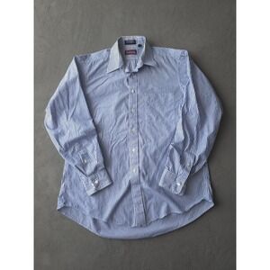 Vintage 90s Hathaway The Americana Blue Striped Cotton Button-Up Shirt L 16